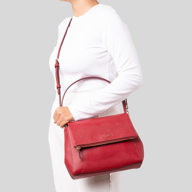 Kate Spade Leila Medium Flap Shoulder Bag Red Currant K6029 – LussoCitta