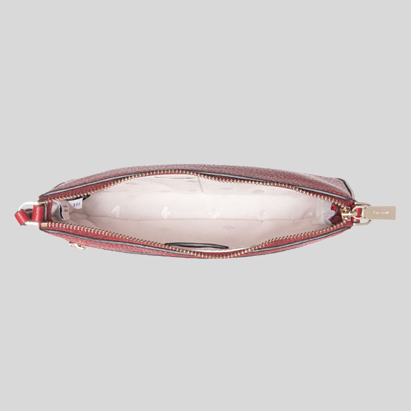 Kate Spade Leila Pebbled Leather Convertible Wristlet Red Curran K6088