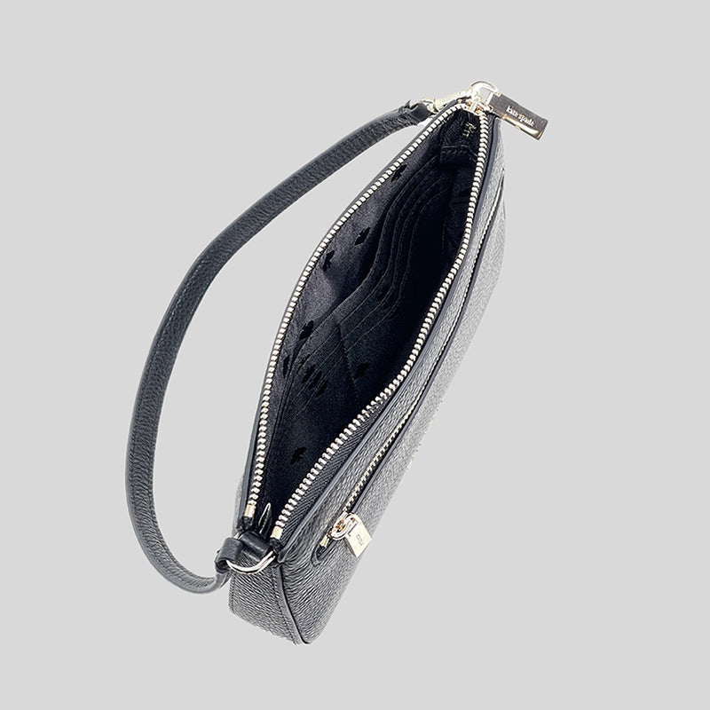 Kate Spade Leila Pebbled Leather Convertible Wristlet Black K6088