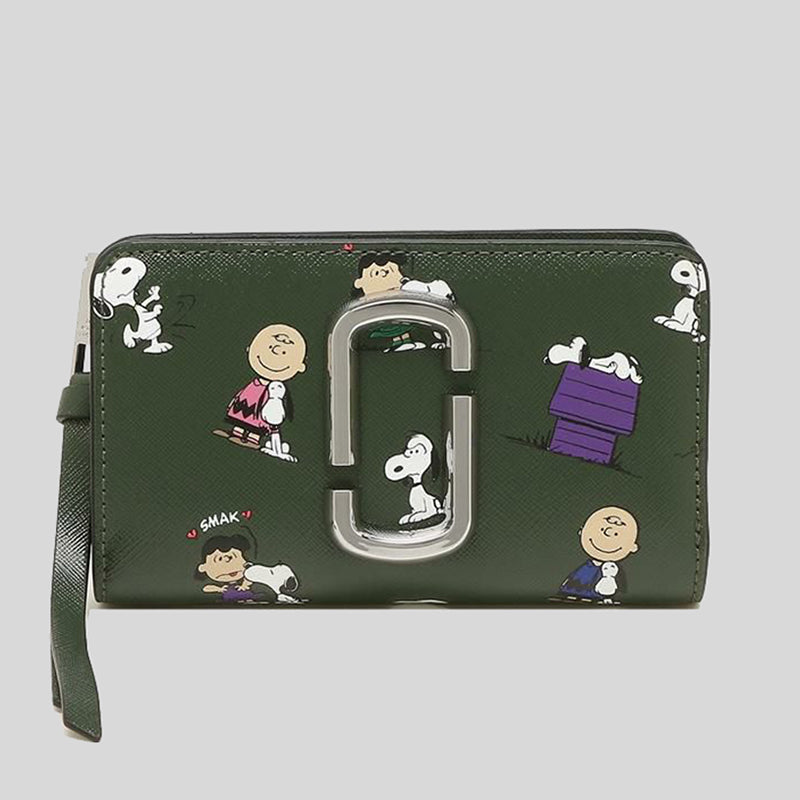 PEANUTS X MARC JACOBS THE Snapshot Compact Wallet S124L01FA21 Dark Green Multi