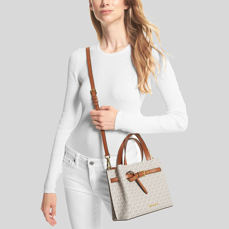 Michael Kors Emilia Small Logo Satchel Vanilla 35H0GU5S1B