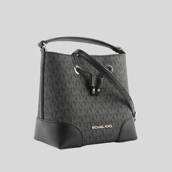 Michael Kors Mercer Signature Small Drawstring Bucket Black 35F2GM9M1B