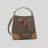 MICHAEL KORS Mercer Signature Small Drawstring Bucket Bag Brown 35F2GM9M1B
