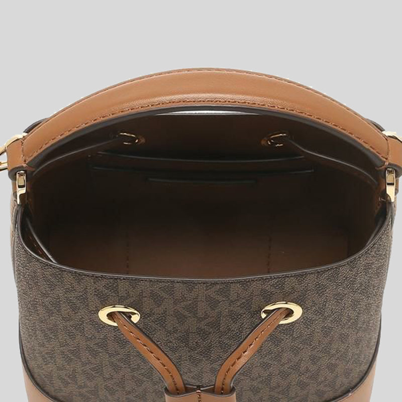 MICHAEL KORS Mercer Signature Small Drawstring Bucket Bag Brown 35F2GM9M1B
