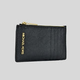 Michael Kors Jet Set Travel Leather MD Top Zip Card Case Black 35F2GTVD2L