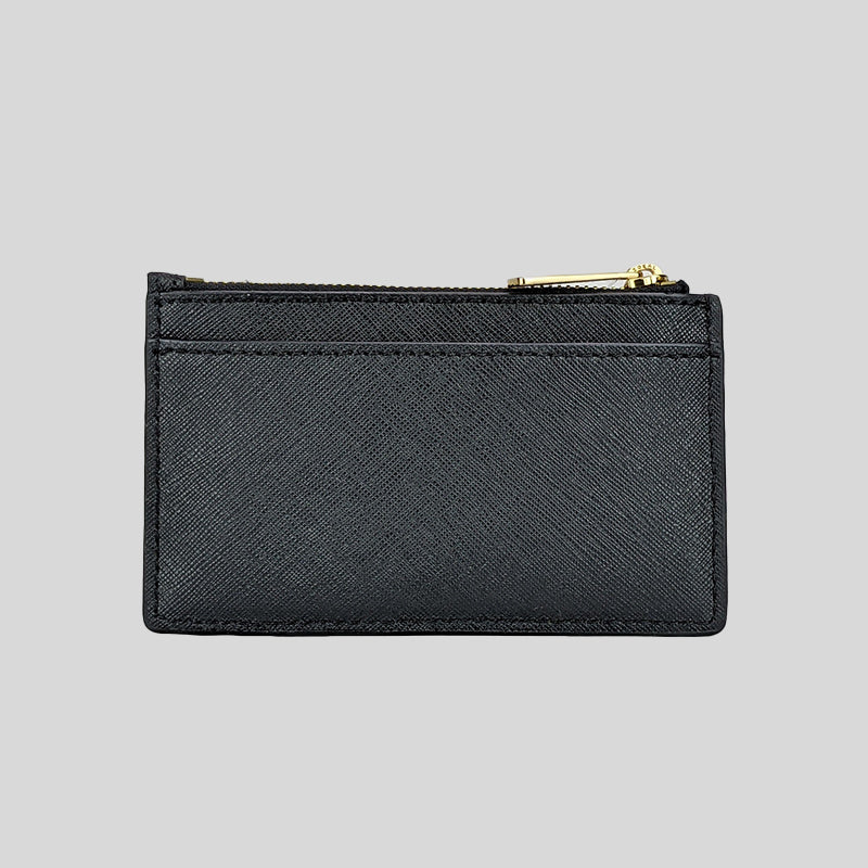 Michael Kors Jet Set Travel Leather MD Top Zip Card Case Black 35F2GTVD2L