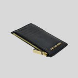 Michael Kors Jet Set Travel Leather MD Top Zip Card Case Black 35F2GTVD2L
