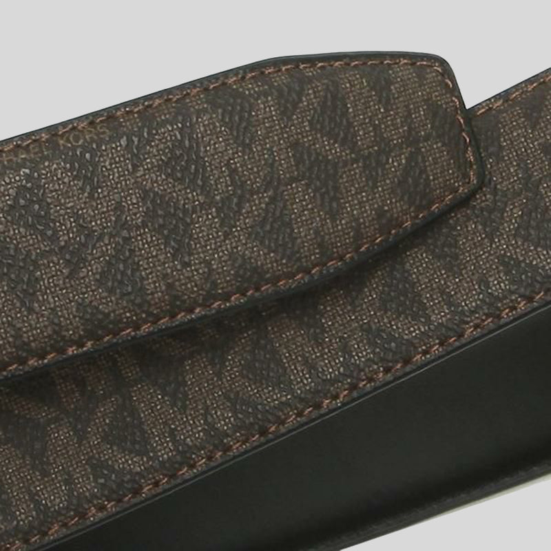 Michael Kors Mens 4-in-1 Signature Canvas Belt Gift Set Box Brown Black 36H9MBLY4V
