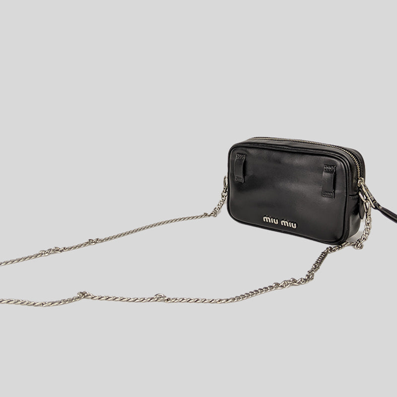 Miu Miu Marsupio Small Camera Crossbody / Belt Bag Black 5BL013