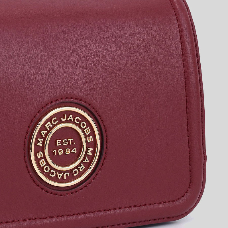 Marc Jacobs Leather Full Flap Logo Shoulder Bag Syrah H901L01RE21