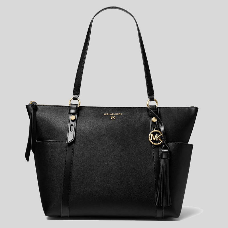 Michael Kors Sullivan Large Saffiano Leather Top-Zip Tote Bag Black 30T0GNXT3L