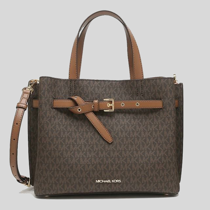 Michael Kors Emilia Large Logo Satchel Brown 35F0GU5S3B
