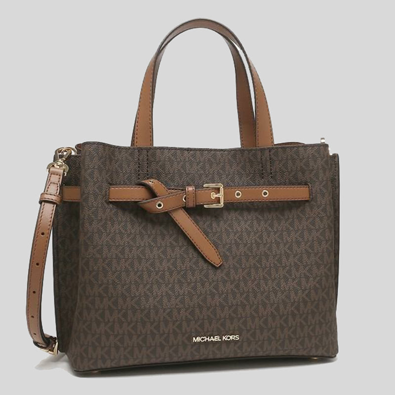 Michael Kors Emilia Large Logo Satchel Brown 35F0GU5S3B