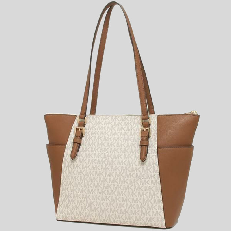 Michael Kors Charlotte Tote In Signature Canvas Vanilla 35T0GCFT3B