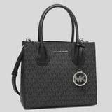 Michael Kors Mercer Medium Logo and Leather Accordion Crossbody Bag 35T1SM9M2B Black