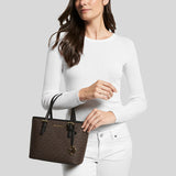 Michael Kors Jet Set Travel Extra-Small Logo Top-Zip Tote Bag Brown Black 35T9GTVT0B