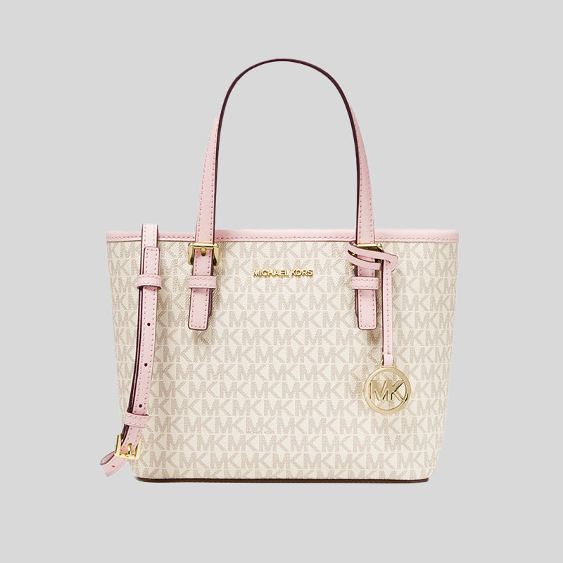 Michael Kors Jet Set Travel Extra-Small Logo Top-Zip Tote Bag Powder Blush 35T9GTVT0B