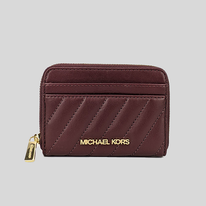 Michael Kors Jet Set Travel MD Zip Around Card Case 35F1GTVD2U Merlot