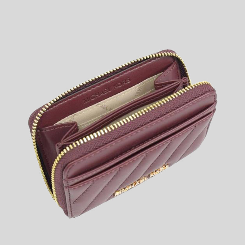 Michael Kors Jet Set Travel MD Zip Around Card Case 35F1GTVD2U Merlot