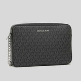 Michael Kors Jet Set Item Crossbody Bag In Signature Black Silver 35F8STTC3B NEW LOGO
