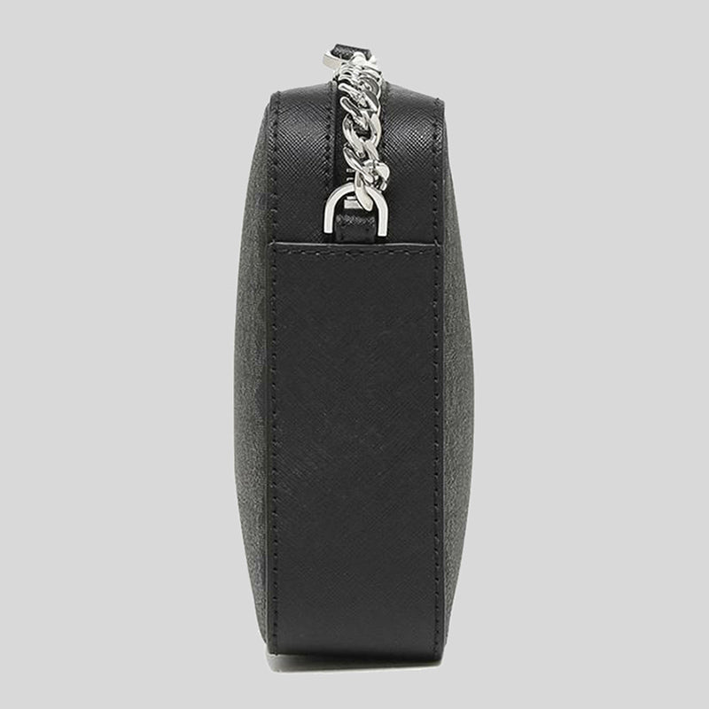Michael Kors Jet Set Item Crossbody Bag In Signature Black Silver 35F8STTC3B NEW LOGO