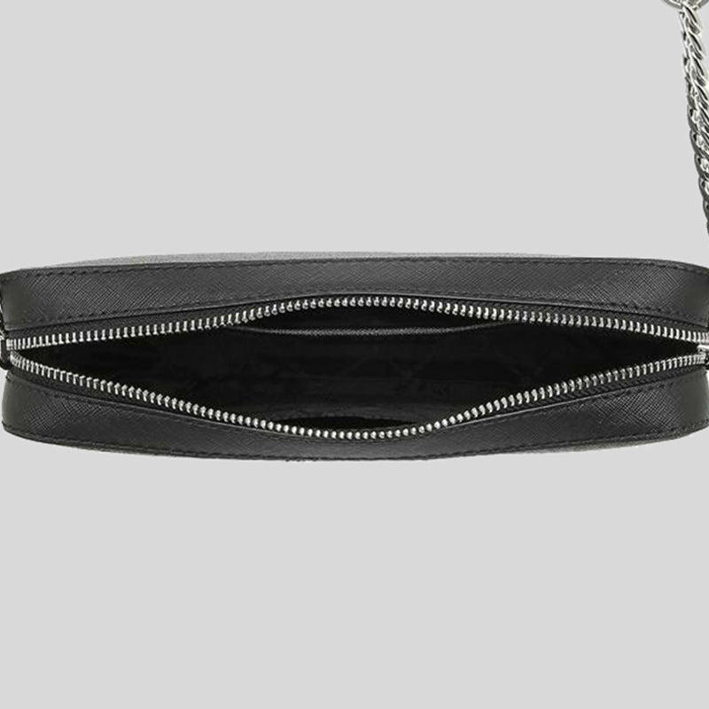 Michael Kors Jet Set Item Crossbody Bag In Signature Black Silver 35F8STTC3B NEW LOGO