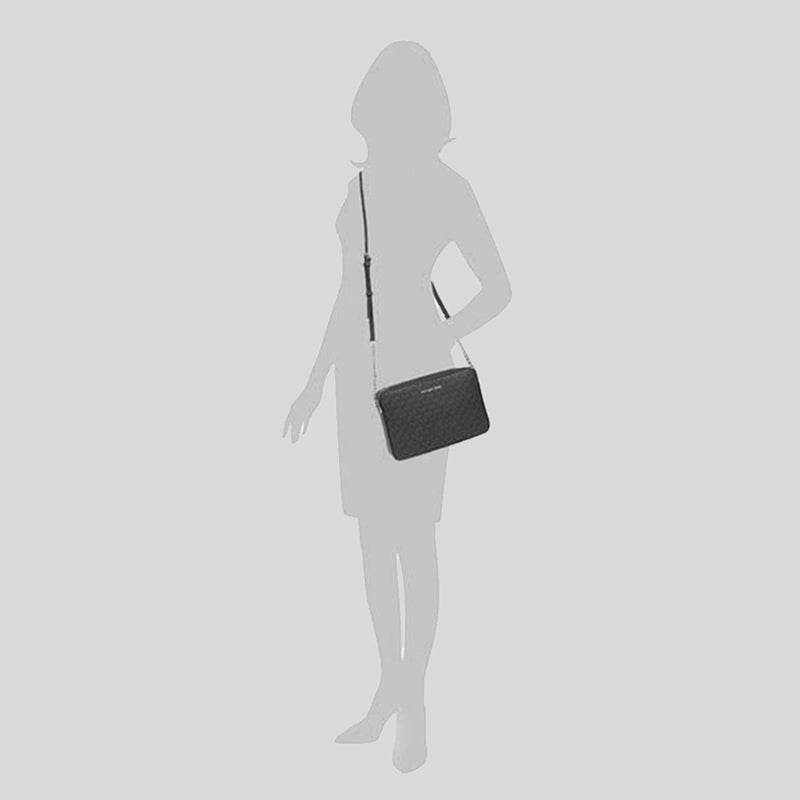 Michael Kors Jet Set Item Crossbody Bag In Signature Black Silver 35F8STTC3B NEW LOGO