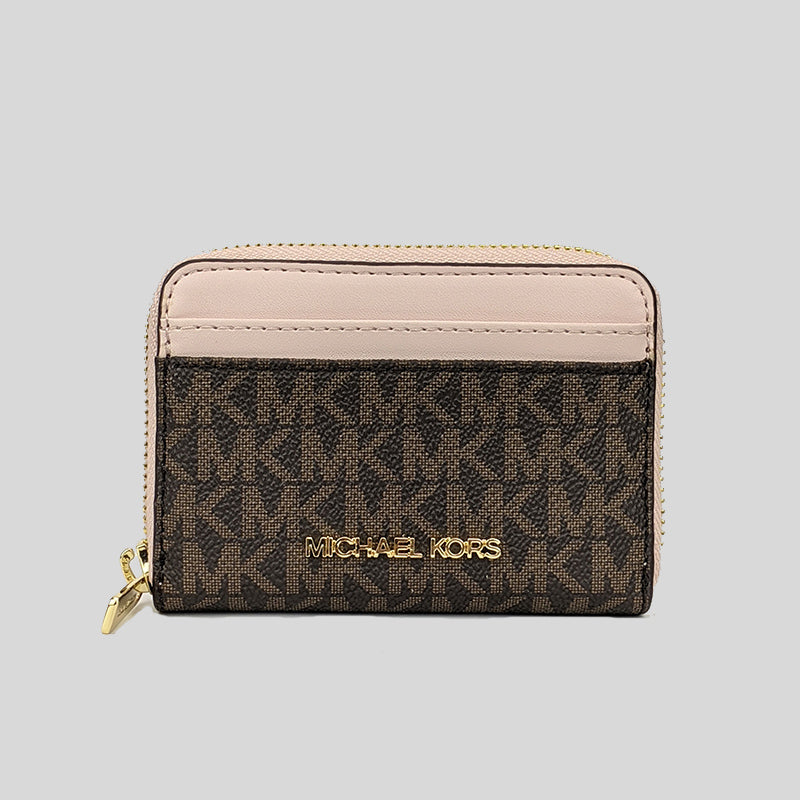 Michael Kors Jet Set Travel MD Zip Around Card Case 35H9GTVZ2B Brown Blush