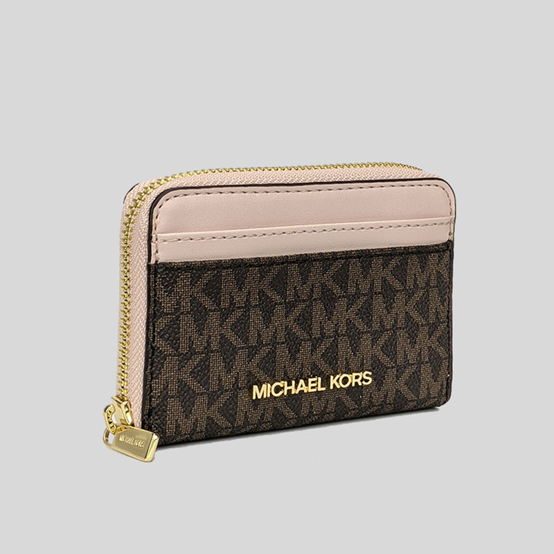 Michael Kors Jet Set Travel MD Zip Around Card Case 35H9GTVZ2B Brown Blush