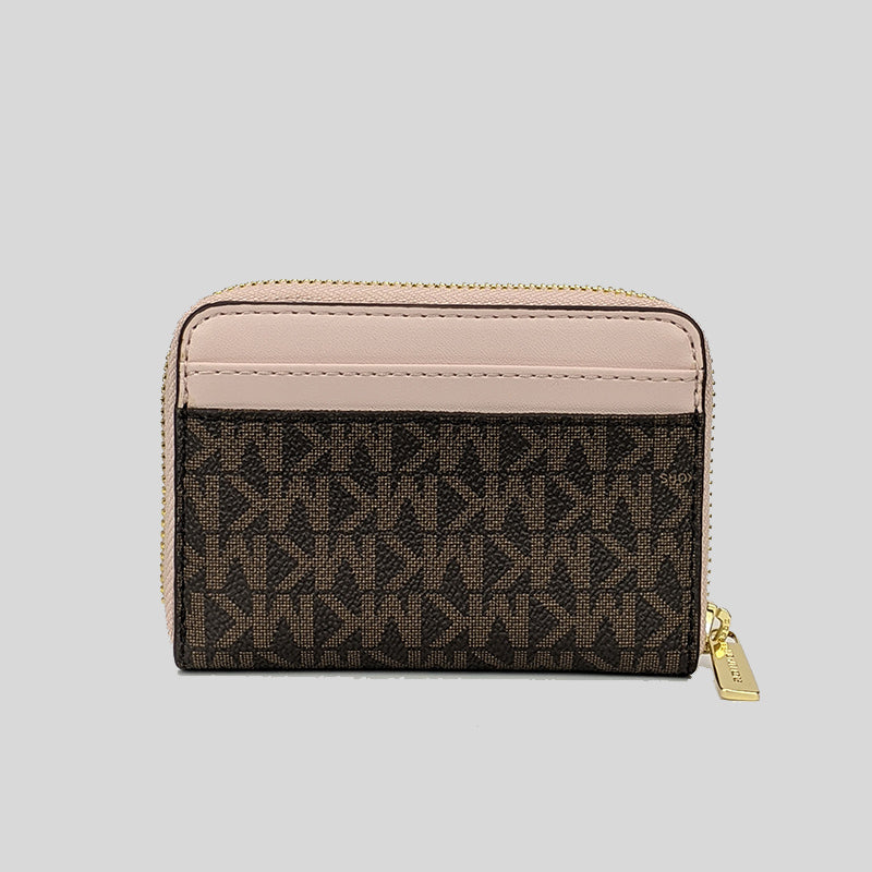 Michael Kors Jet Set Travel MD Zip Around Card Case 35H9GTVZ2B Brown Blush
