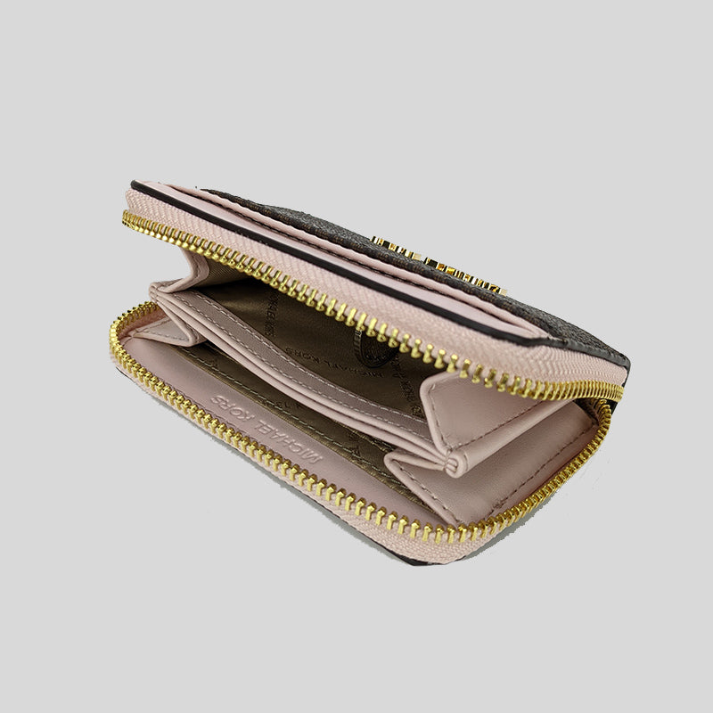 Michael Kors Jet Set Travel MD Zip Around Card Case 35H9GTVZ2B Brown Blush