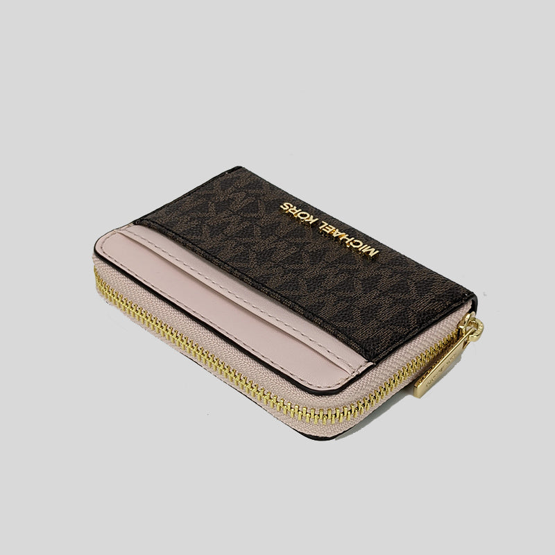 Michael Kors Jet Set Travel MD Zip Around Card Case 35H9GTVZ2B Brown Blush