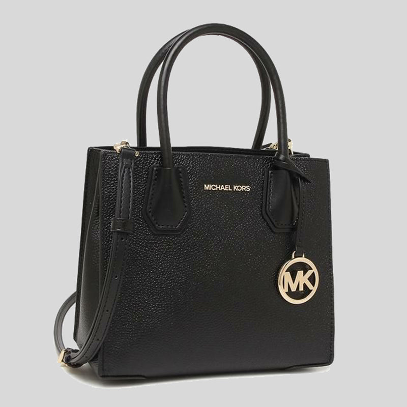 Michael Kors Mercer Medium Pebbled Leather Crossbody Bag 35S1GM9M2L Black