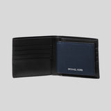 Michael Kors Cooper Pebbled Leather Billfold Wallet With Passcase 36F9LC0F2L Navy