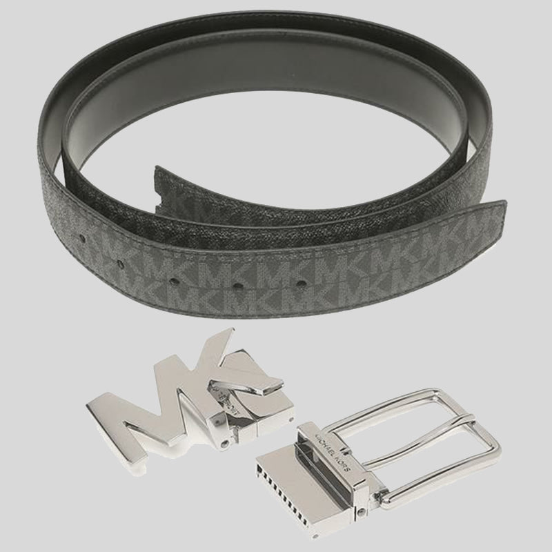 Michael Kors Mens 4-in-1 Signature Canvas Belt Gift Set Box Black 36H9MBLY4V