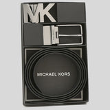 Michael Kors Mens 4-in-1 Signature Canvas Belt Gift Set Box Adml/Pl Blue