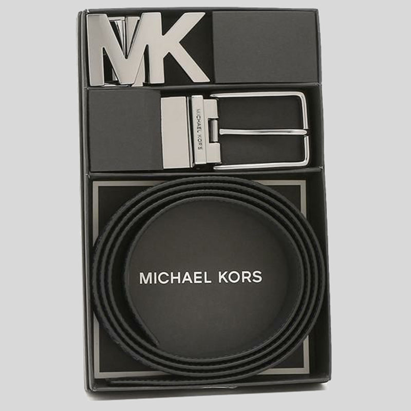 Michael Kors Mens 4-in-1 Signature Canvas Belt Gift Set Box Adml/Pl Blue