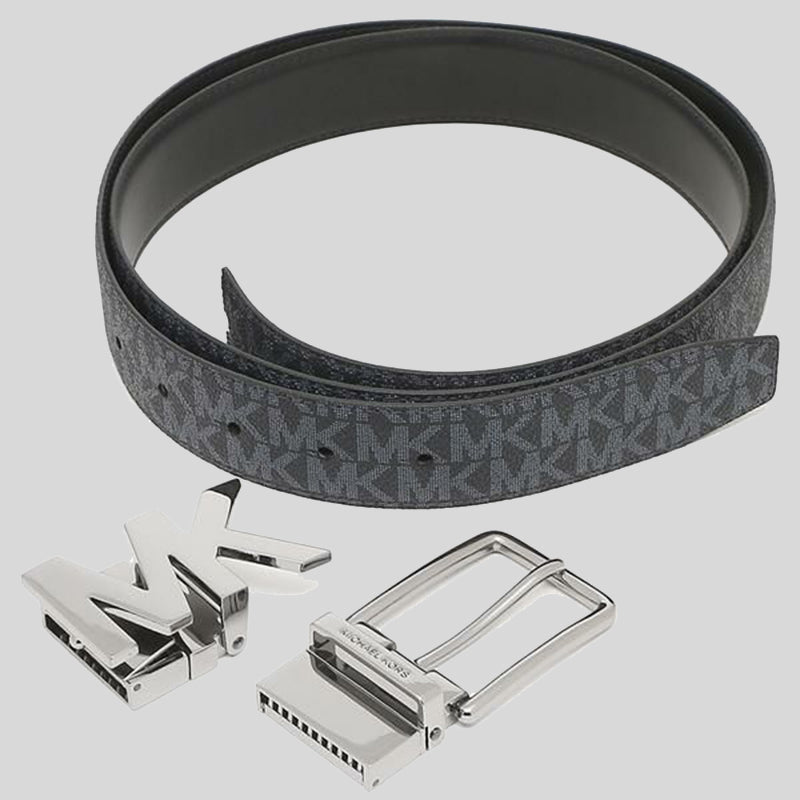 Michael Kors Mens 4-in-1 Signature Canvas Belt Gift Set Box Adml/Pl Blue 36H9MBLY4V