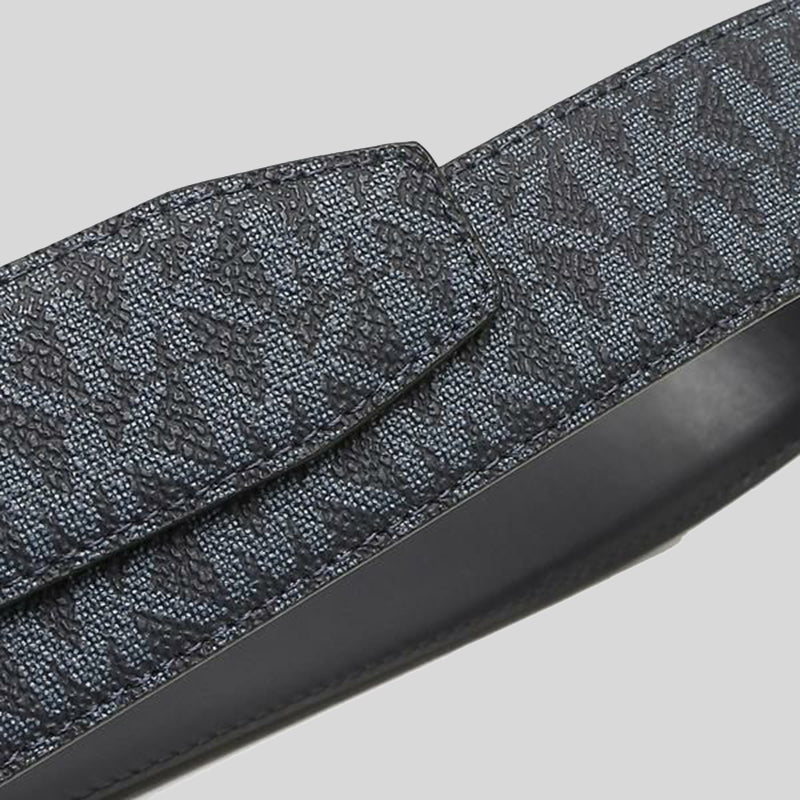 Michael Kors Mens 4-in-1 Signature Canvas Belt Gift Set Box Adml/Pl Blue 36H9MBLY4V