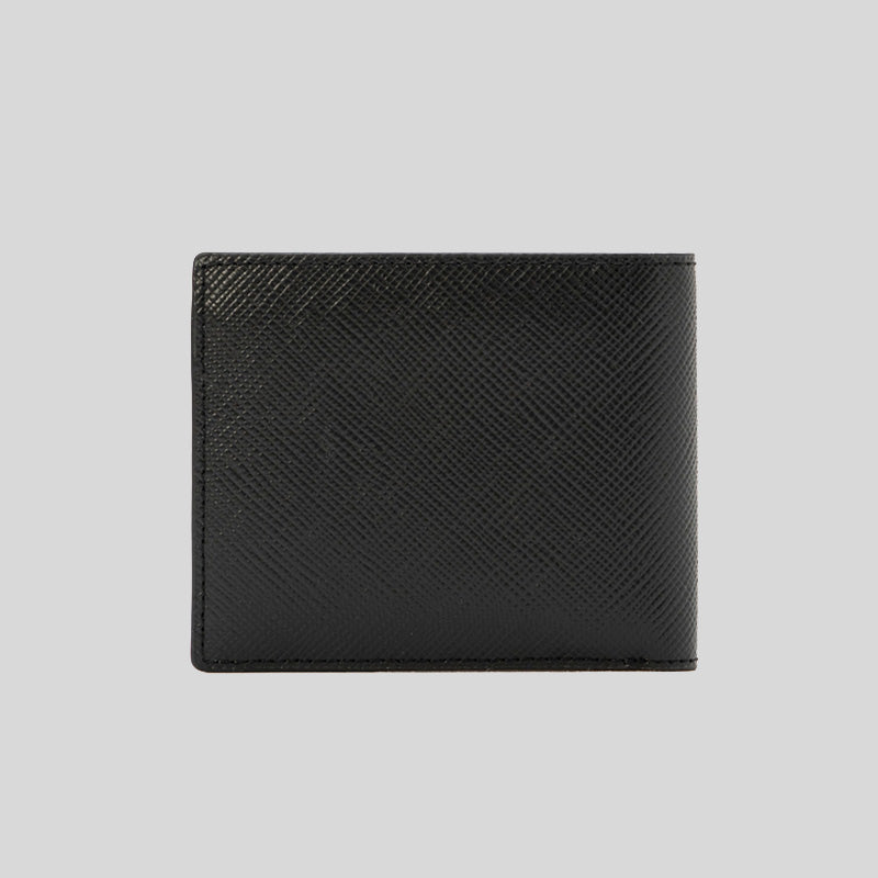 Michael Kors Harrison Crossgrain Leather Billfold Wallet With Coin Pocket Black 36U9LHRF3L
