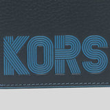 Michael Kors Mens Cooper Graphic Pebbled Leather Billfold Wallet Blue 36H1LCOF1X