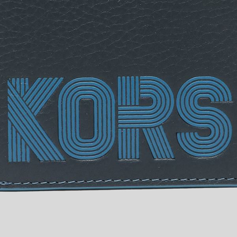Michael Kors Mens Cooper Graphic Pebbled Leather Billfold Wallet Blue 36H1LCOF1X