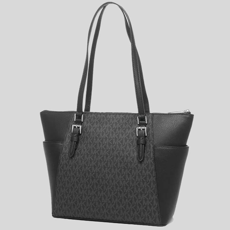 Michael Kors Charlotte Tote In Signature Canvas Black 35T0SCFT3B