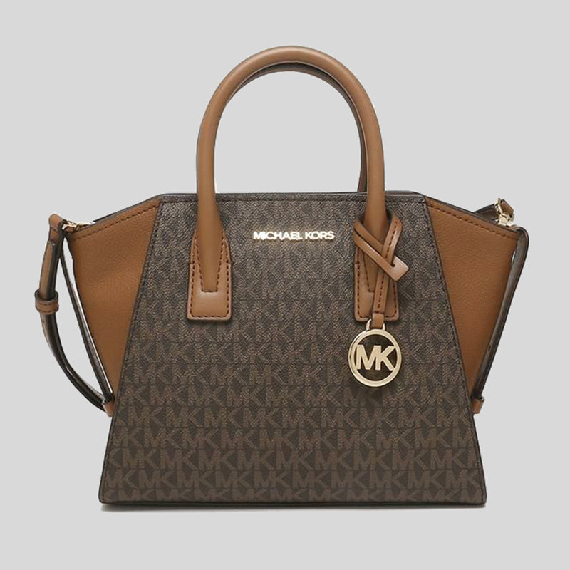 Michael Kors Avril Small Logo Top Zip Satchel 35F1G4VM2B Brown