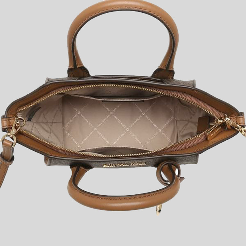 Michael Kors Avril Small Logo Top Zip Satchel Brown 35F1G4VM2B