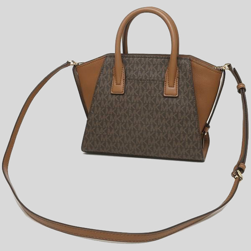Michael Kors Avril Small Logo Top Zip Satchel Brown 35F1G4VM2B