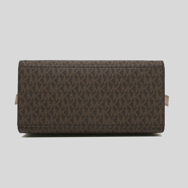 Michael Kors Avril Small Logo Top Zip Satchel Brown 35F1G4VM2B