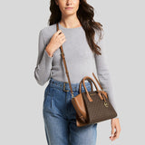 Michael Kors Avril Small Logo Top Zip Satchel Brown 35F1G4VM2B
