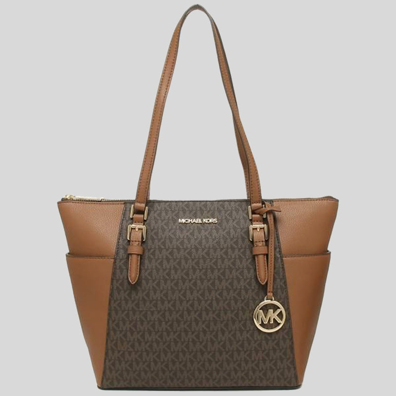 Michael Kors Charlotte Tote In Signature Canvas Brown 35T0GCFT3B