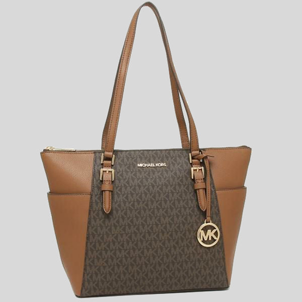 Michael Kors Charlotte Tote In Signature Canvas Brown 35T0GCFT3B